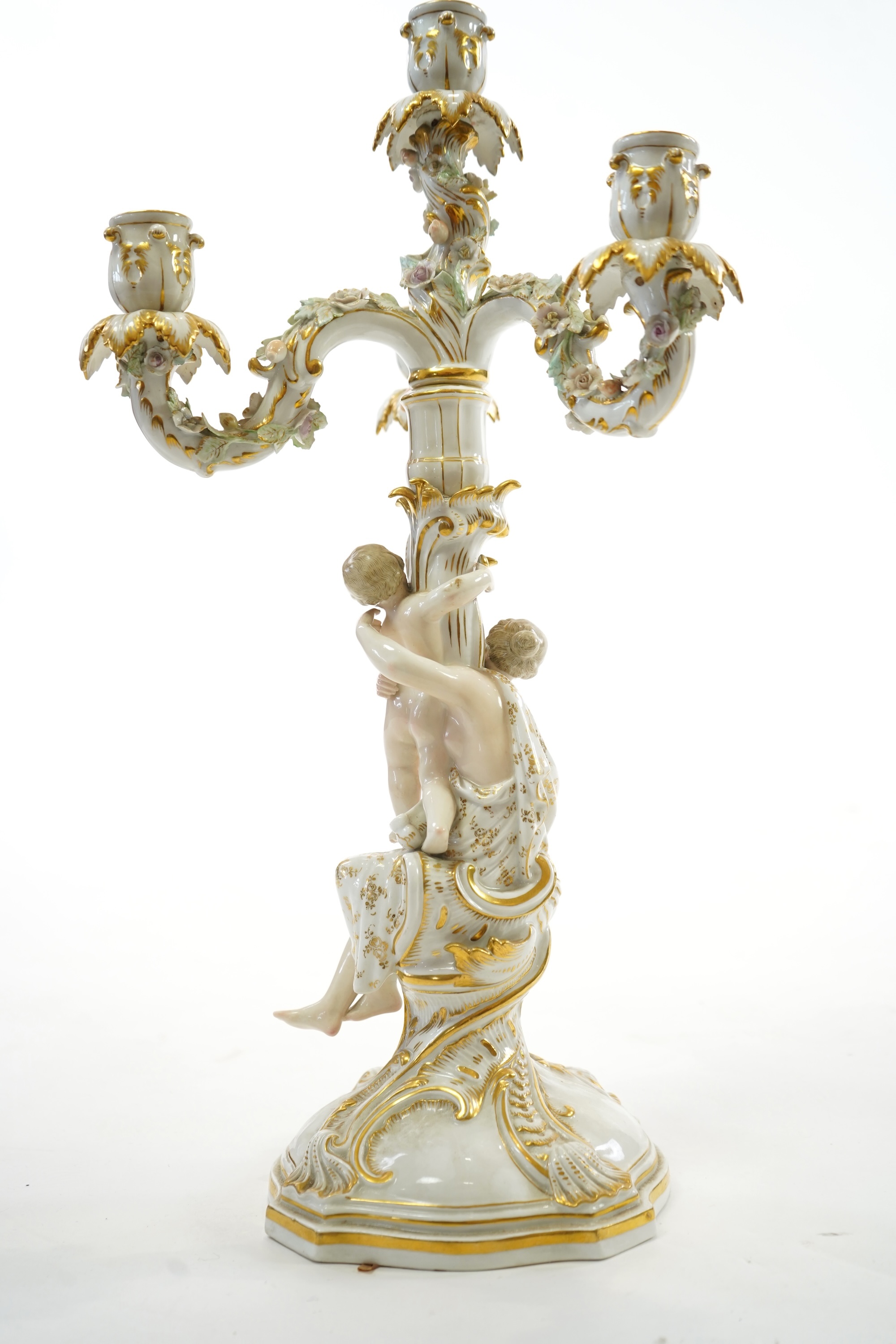 A Meissen figural candelabra, late 19th century